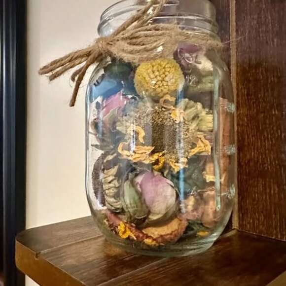 Dried Flowers Mason Jar Flower Heads Cinnamon Stick Herbs, Rustic Farmouse Decor - Picture 3 of 6